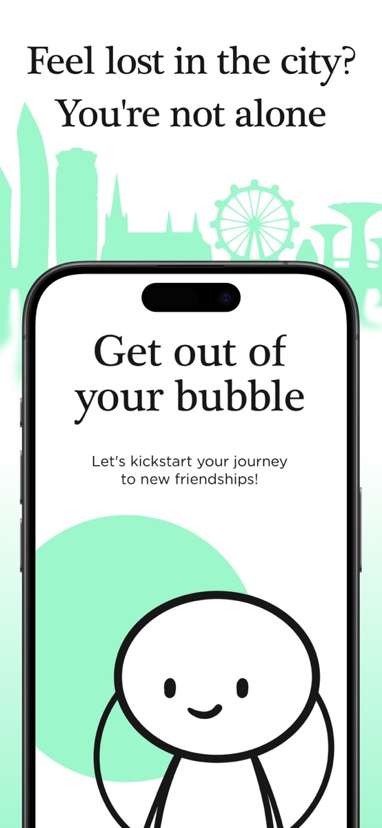 NeverBeLonely onboarding: get out of your bubble and start new friendships